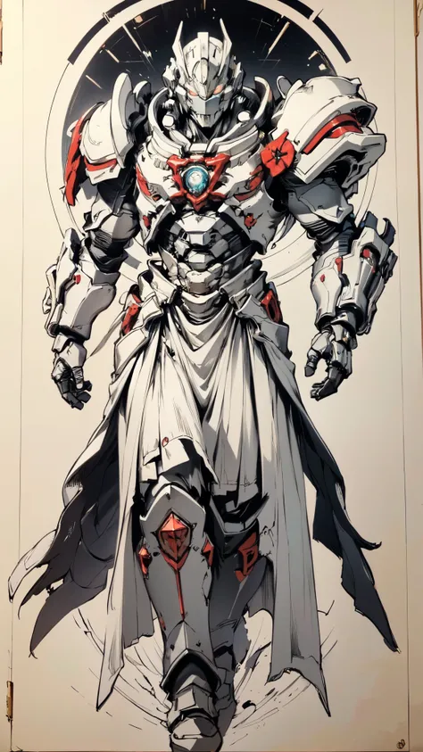 (masterpiece:1.5, best quality:1.5, extremely delicate:1.5, dynamic angle:1.5), ((male:1.5)), Biomimetic humanoid Mecha, green eyes, fully enclosed shoulder guards, matching arm and leg guards, gemstone, full body, full armor, the design balances heavy wit...