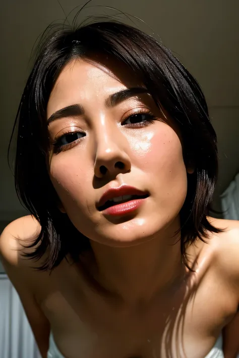 beautiful japanese actresses,flying debris,award-winning photo,  very detailed , edge orgasm,  woman , sweatをかいた肌、lighting that ...