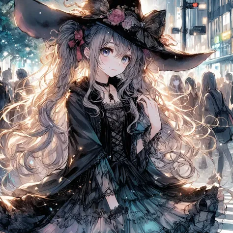 Official art using high quality hand-drawn watercolor sketch techniques. (Best Quality,4K,8k,High resolution,masterpiece:1.2),Super detailed,Beautiful detailed eyes,Girl with beautiful eyes, everyone, Beautiful Anime Girls, Cute Anime Girl, Smooth Anime Ar...