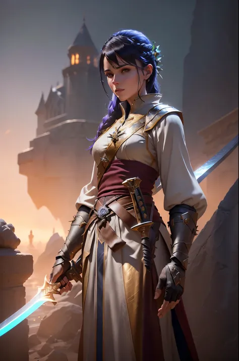 arafed image of a man in a medieval costume holding a sword, female lead character, female character, unreal engine character art, female protagonist 👀 :8, amazing 8k character concept art, cinematic full character, small character. unreal engine 5, female...