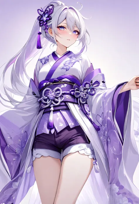 kiana kaslana \(honkai impact 3rd\), herrscher of finality, white hair, ahoge, ponytail, very long hair, blue eyes, purple pupil...