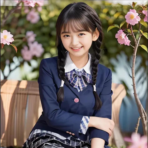 (Highest quality, masterpiece:1.2), Highest quality, High resolution, 1080P, 8k, (A noble, graceful and 13yo Japanese young long hair lady who have a best proportion are seated giggling at me with extreme beatitude, laughing and posing like a fashion model...