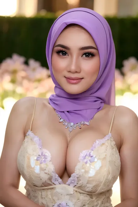 hyper realistic, beautiful young hijab girl, , nude, naked, (open breast, breast out), luxury necklace, white skin, perfect potr...