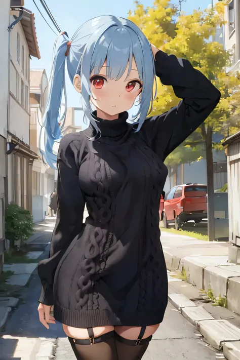 (best masterpiece quality:1.2), dutch angle, pov,
BREAK,
 girl(short stature beautiful chibi  body, looking up, light blue hair, twin tails, long hair, gigantic breasts, hanging breasts, simplicity round cute face, 
red eyes, eyes in highlight, catch light...