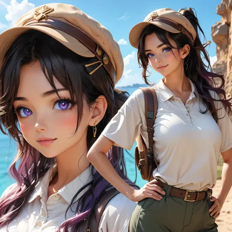 Masterpiece, 4K, HDR, full HD, (best quality), (ultra detailed), (only), intricate ANIME TYPE, best quality, 1girl, deep purple hair , hyper beautiful face, purple hair, perfect anatomy, shiny skin, full body, alone (shiny purple hair, long hair), looking ...