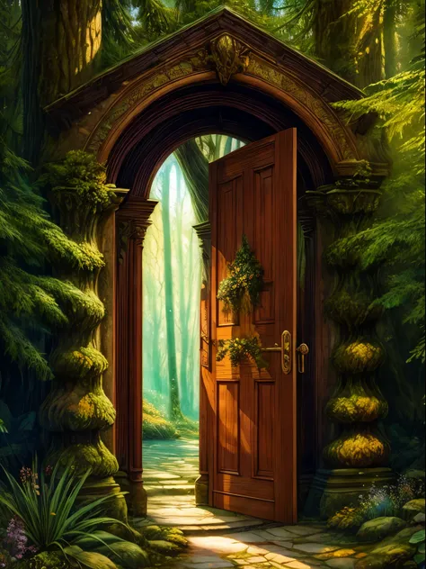 (( best quality )), ((masterpiece)), ( Details), In the forest, fantasy,Watercolor,Anywhere Door,