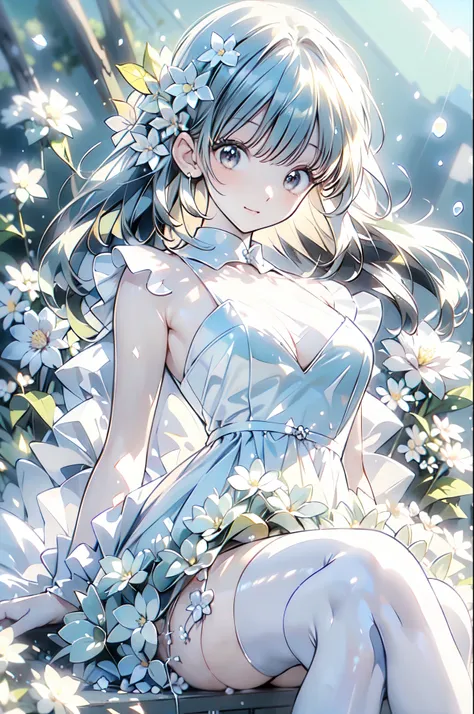 there is a close up of a bunch of White flower, Hydrangea, deity of Hydrangeas, Giant Flower, Very high flowering yield, White flower, Pale green backlight light, large opaque blossoms, Flowers Bloom, Beautiful large flowers, Soft sundate, Light of the sun...