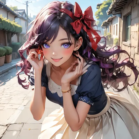 Masterpiece, 4K, HDR, full HD, (best quality), (ultra detailed), (only), intricate ANIME TYPE, best quality, 1girl, deep purple hair , hyper beautiful face, purple hair, perfect anatomy, shiny skin, full body, alone (shiny purple hair, long hair), looking ...