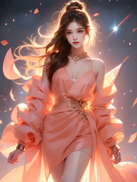 wuxian-xsg (Asian beauty), ((full body)), ((Natural and elegant posture)), (night, starry sky, space scene), (slim athletic figure: 1.1), (visible cleavage: 0.8), (smooth skin, no deformities: 1.2), relaxed posture, Sexy long legs, The hemlines are short, ...
