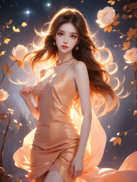 wuxian-xsg (Asian beauty), ((full body)), ((Natural and elegant posture)), (night, starry sky, space scene), (slim athletic figure: 1.1), (visible cleavage: 0.8), (smooth skin, no deformities: 1.2), relaxed posture, Sexy long legs, The hemlines are short, ...