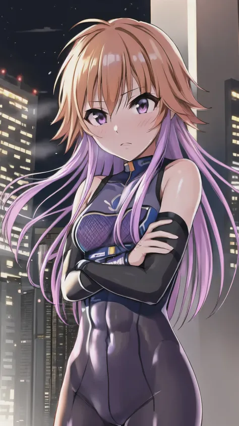 kampala , accurate,  ultra-fine,   very detailed  , asuka ninomiya,alone,   1 girl,  orange hair   ,long hair,bangs,  purple hai...