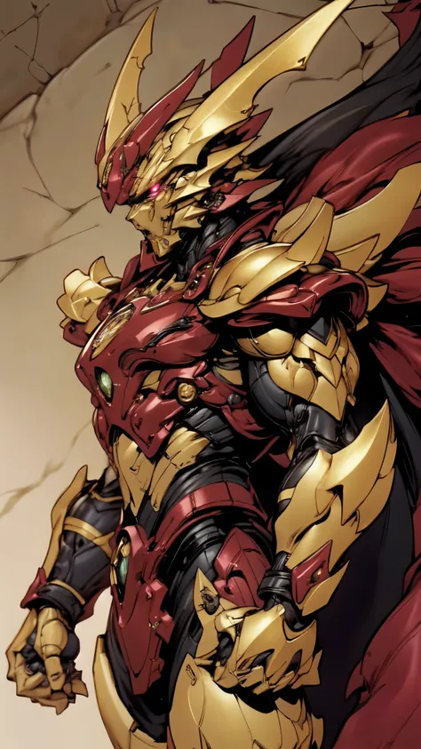 (masterpiece:1.5, best quality:1.5, extremely delicate:1.5, dynamic angle:1.5), ((male:1.5)), Biomimetic humanoid Mecha, green eyes, fully enclosed shoulder guards, matching arm and leg guards, gemstone, full body, full armor, the design balances heavy wit...