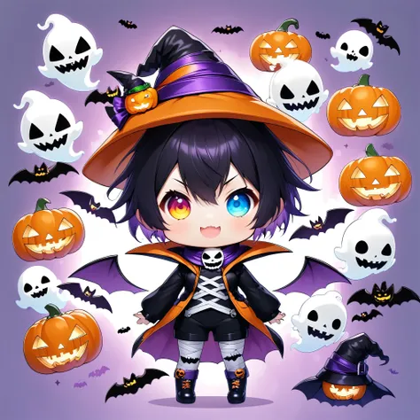  avatar style, (Ultra-small deformation, kawaii, chibi style),   Jack O Lantern Soldier, alone, Aesthetic Fusion \  character "atlus" Halloween version.\, ROUGH, 