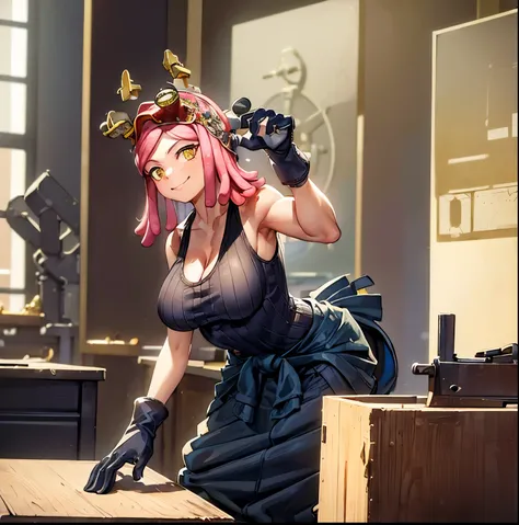 ((1girl)),((alone)), hatsume mei,(masterpiece), (best quality), (ultra detailed), (best illustration), (best shadow), (absurdities), sharp focus, cowboy shot , dynamic posture looking at the viewer, big breasts, narrow waist, wide hips, wide thighs, round ...