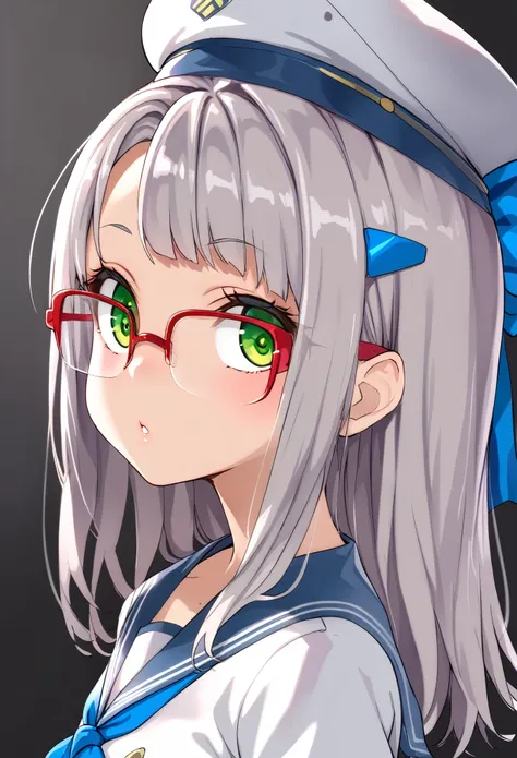 (超詳細なeye、詳細なface, super high definition、super high quality、eye),neon def, green eyes, grey hair, bangs, long hair, glasses, hair...