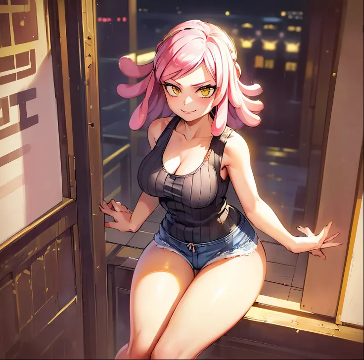 ((1girl)),((alone)), hatsume mei,(masterpiece), (best quality), (ultra detailed), (best illustration), (best shadow), (absurdities), sharp focus, cowboy shot , dynamic posture looking at the viewer, large breasts, narrow waist, wide hips, medium thighs, ro...