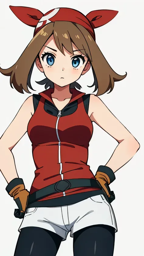 (masterpiece, best quality), intricate details,
1girl, may, shirt, bike shorts, bandana, red shirt, hairband, medium hair, gloves, shorts, bow hairband, sleeveless, red bandana
hands on hips,
