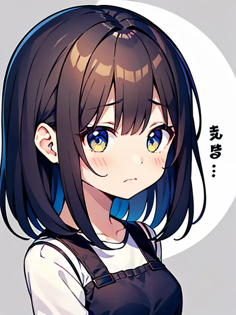 1 girl、The hair is brown and medium hair、Bangs、Depressed、