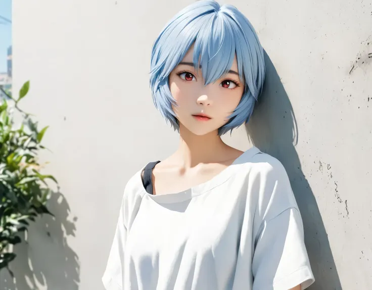 (best quality, 8k, high resolution:1.2), 1girl, ayanami_rei, bare cement, upper body