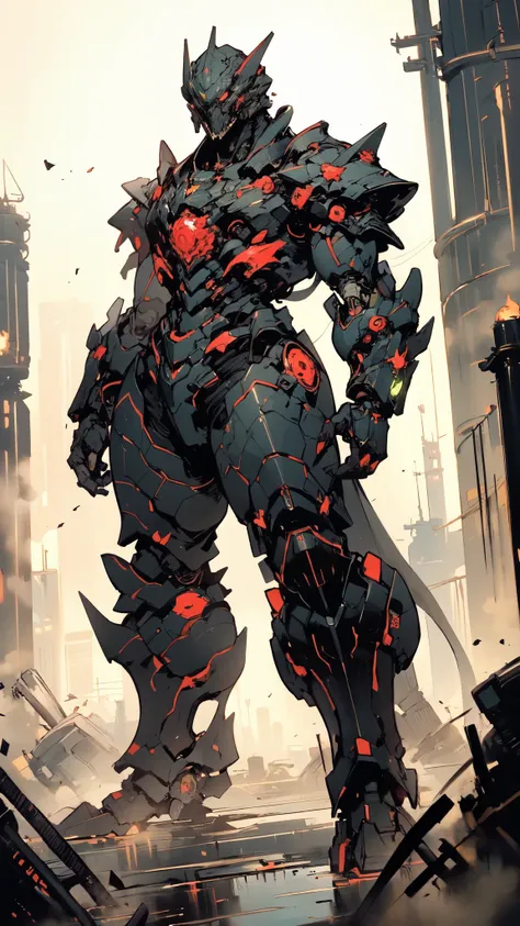 (masterpiece:1.5, best quality:1.5, extremely delicate:1.5, dynamic angle:1.5), ((male:1.5)), Biomimetic humanoid Mecha, green eyes, fully enclosed shoulder guards, matching arm and leg guards, gemstone, full body, full armor, the design balances heavy wit...