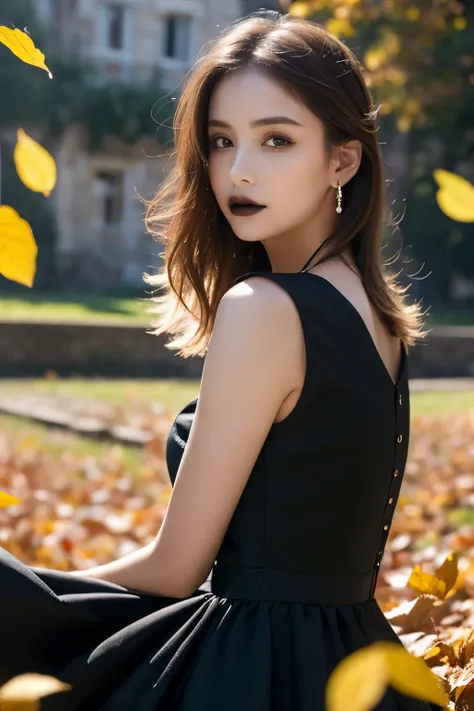 1 girl, ( she's wearing a gothic black dress :1.2), (gothic makeup),  a very beautiful portrait of a japanese singer , (raw phot...