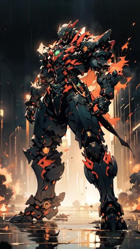 (masterpiece:1.5, best quality:1.5, extremely delicate:1.5, dynamic angle:1.5), ((male:1.5)), Biomimetic humanoid Mecha, green eyes, fully enclosed shoulder guards, matching arm and leg guards, gemstone, full body, full armor, the design balances heavy wit...