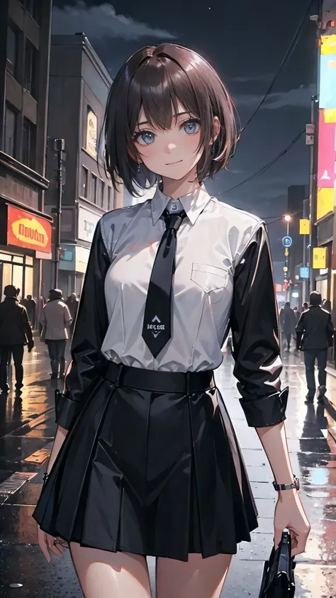 My Grandmother、Shiny brown hair, Short Hair, (Beautiful brown eyes、Shining Eyes, fine grain)、smile、Ultra-detailed eyes、High resolutionの顔, Highly detailed eyes,Cowboy Shot、 (１girl)、 Good style , (Eye highlights:1.2)、 , 50% Revealing clothing, Show me some s...
