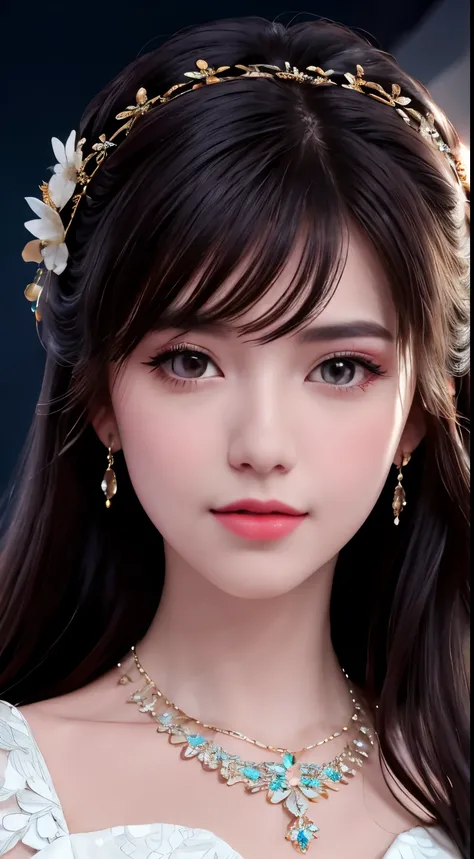 Best Quality, Masterpiece, High Resolution, 1 Girl, Porcelain Dress, Hair Accessories, Necklace, Jewelry, Beautiful Face, Physics, Tyndall Effect, Realistic, Dark Studio, Rim Lighting, Duotone Lighting, (High Detail Skin: 1.2), 8k uhd, DSLR, soft light, hi...