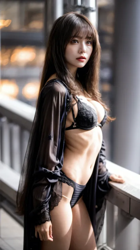 Masterpiece, best quality, (rating_explicit), BREAK (masterpiece, best quality, photorealistic, high resolution, 16K raw photo)21 yo french girl,((see-through_short_kimono)),(((very short Kimono visible thong))),sensuality elegance,,beautiful face,smile,re...