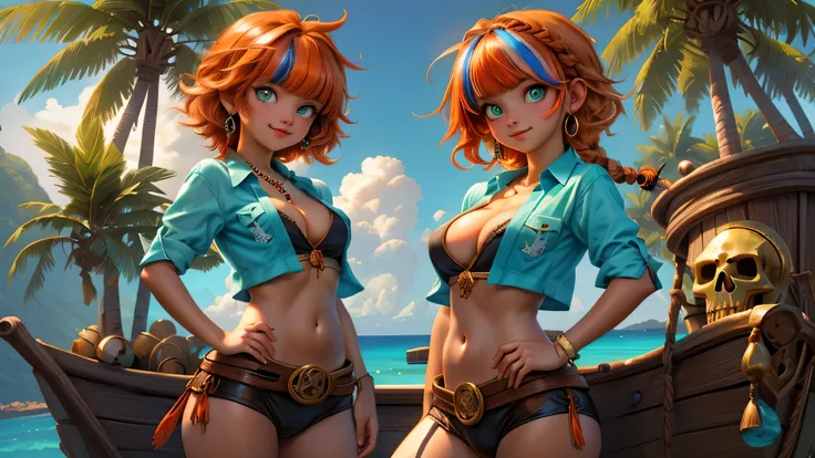 ((Only 1 girl, solo, 1girl, single girl)), (Loli), young girl, pirate girl, cowboy shot, masterpiece, newest, absurdres, highly detailed, beautiful anime, lineart, realistic anime, realistic, extremely cute, ((very aesthetic, best quality, ultra detailed))...
