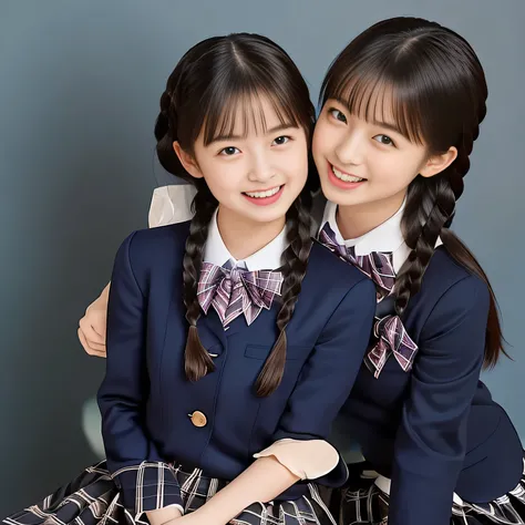 (Highest quality, masterpiece:1.2), Highest quality, High resolution, 1080P, 8k, (A noble, graceful and 13yo Japanese young long hair lady who have a best proportion are seated giggling at me with extreme beatitude, laughing and posing like a fashion model...