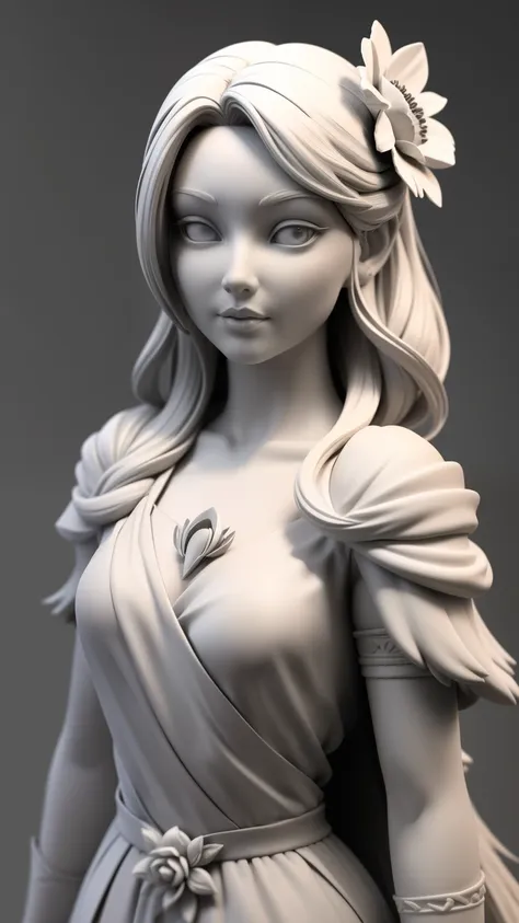 3dmm,  gray clay style with monochrome light ,(masterpiece,  best quality ),  grayscale, zbxr ,  1 girl , alone, chest,  hair or...