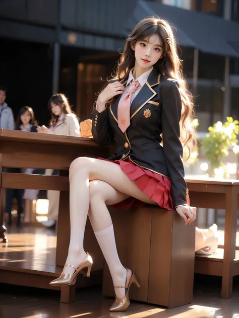 fumizuki academy school uniform
solo, cosplay, 1girl,
necktie, jacket, blazer,long sleeves, skirt,pleated skirt,thighhighs,, ((f...