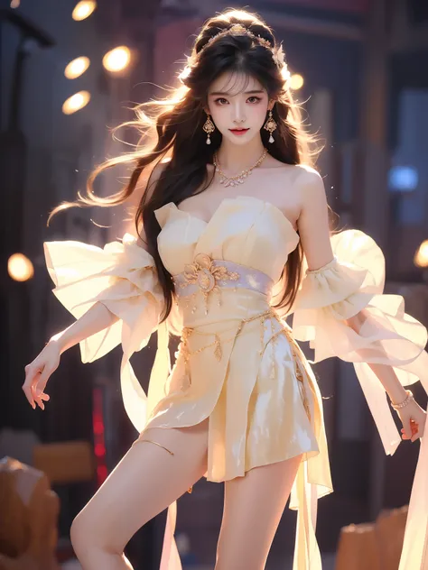 guqinghan, jrys,
high heels,bare shoulders, see-through, jewelry,strapless, collarbone, bracelet, off shoulder,earrings, bow,cle...