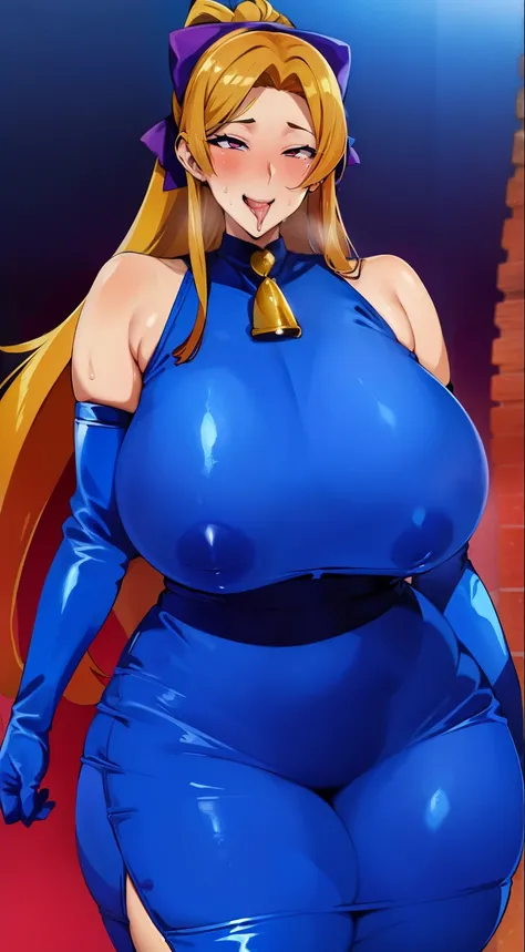  Takeda Hiromitsu Style, ,Golden Hair, Long Hair,Pink Eyes,  anime cell style ,  best quality ,   Kampala , (Big Breasts:1.4), ,  embarrassing, smile, Honey Bee House Uniform , My Whole Body Is Sweaty ,Big Breasts,Big Ass,   my thighs are thick ,Bow-legged...