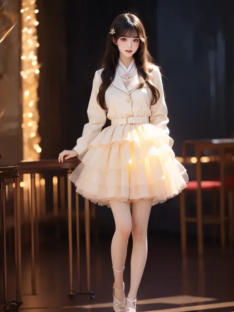 nogizaka_costume ((full body)), (Asian beauty: 1.3), girl, solo, (toned body: 1.2), (naturally large breasts: 1.1), (visible cleavage: 0.8), (smooth flawless skin: 1.2), (perfect anatomical proportions: 1.3), (anatomically correct legs: 1.3), (elegantly lo...