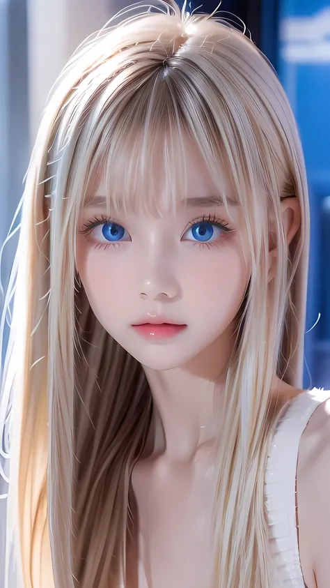 perfect beautiful face 、 beautiful blonde beautiful girl 、First time with a young face 々 beautiful cute 20 year old beautiful cute girl 、 very beautiful cute face 、 beautiful cute extremely bright sky blue eyes 、 very long beautiful shiny silky straight pe...