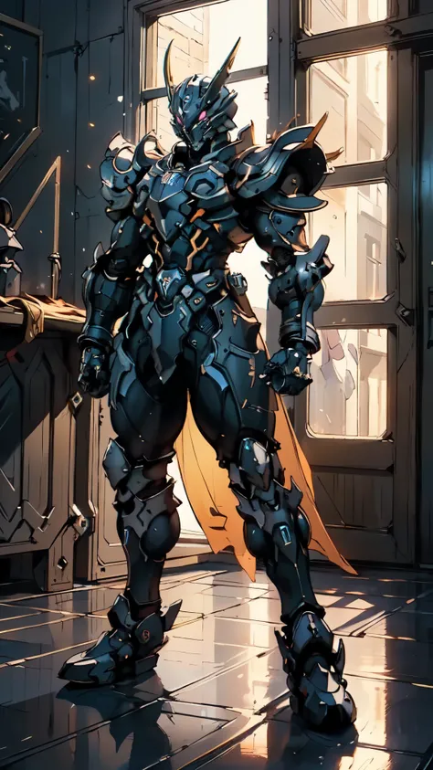 (masterpiece:1.5, best quality:1.5, extremely delicate:1.5), ((male:1.5)), Biomimetic humanoid Mecha, green eyes, fully enclosed shoulder guards, matching arm and leg guards, gemstone, full body, full armor, the design balances heavy with agility, organic ...