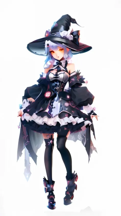 anime girl in a black and white dress and a black hat, touhou character, loli in dress, from touhou, noire, cute anime waifu in a nice dress, gothic maiden anime girl, anime full body illustration, witchcore clothes, , rem rezero, from the azur lane videog...