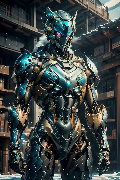 (metallic: 1.5, transparent suit: 1.5, Machine parts are visible under the suit), (Japanese hero, whole body), (mech bodysuit with swords: 1.5), ((Swirling Cold Air : 1.5)), cyberpunk city, My eyes are shining brightly, Suit parts are large , Lots of LEDs,...