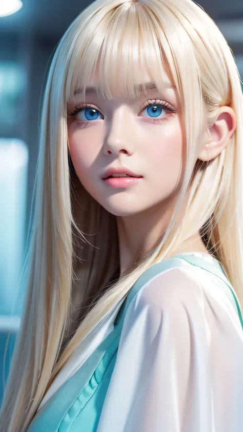 first time々shiny very beautiful young face 、 very beautiful face 、a beautiful blonde with a very white complexion、 super long si...