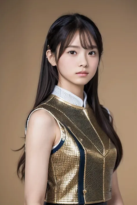 female middle school student, Famous Japanese Idols, Medieval European style flashy clothes , Flaxen long hair, sleeveless, masterpiece, Accurate, anatomically correct, 最高quality, number々Awarded, High Resolution Model , high detail, 高quality, q...