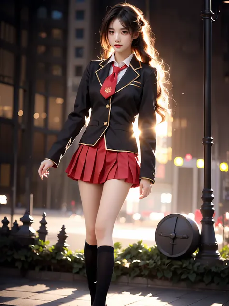 fumizuki academy school uniform
solo, cosplay, 1girl,
necktie, jacket, blazer,long sleeves, skirt,pleated skirt,thighhighs, ,((full body)), (Asian beauty: 1.3), girl, solo, (Lacy over-the-knee socks), ((Pleated skirts, short skirts, , very short hemline))...