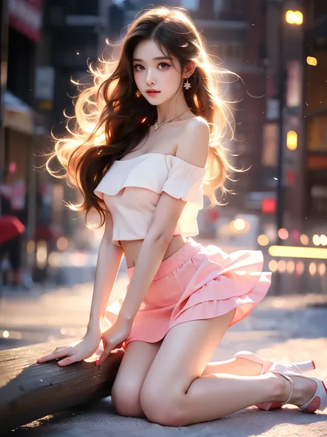 jiraikei fashion
white shirt
pink shirt ,((full body)),  ((single bare shoulder)), (asian beauty: 1.3), girl, solo,  ((short ski...