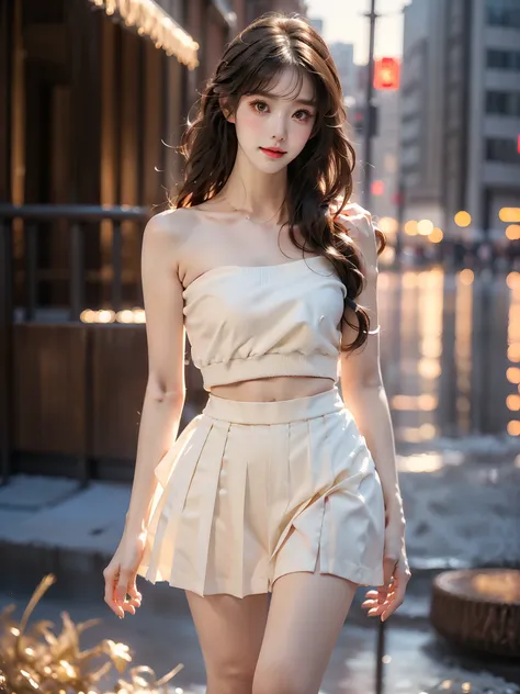 dating attire ,((full body)), ((single bare shoulder)), (Asian beauty: 1.3), girl, solo, ((short skirts, miniskirt, very short hemline)), (toned body: 1.2), (naturally large breasts: 1.1), (visible cleavage: 0.8), (smooth flawless skin: 1.2), (perfect anat...