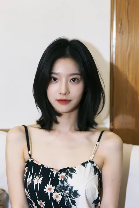 30 years old hong kong woman in white room, one piece swimsuit, try on haul, black straight hair, straight hair, instagram story photo