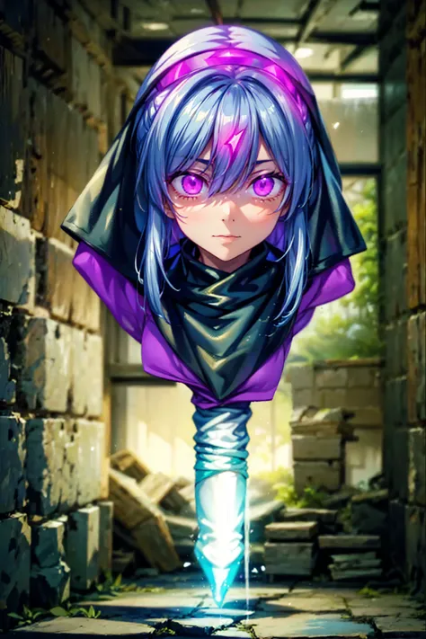 High quality, high resolution, photorealistic detailed illustration, anime character, game character, real, beautiful female mummys, lot of mummys, glowing purple from inside body, glowing eyes, rising static shock from eyes, full of Head and face covered ...