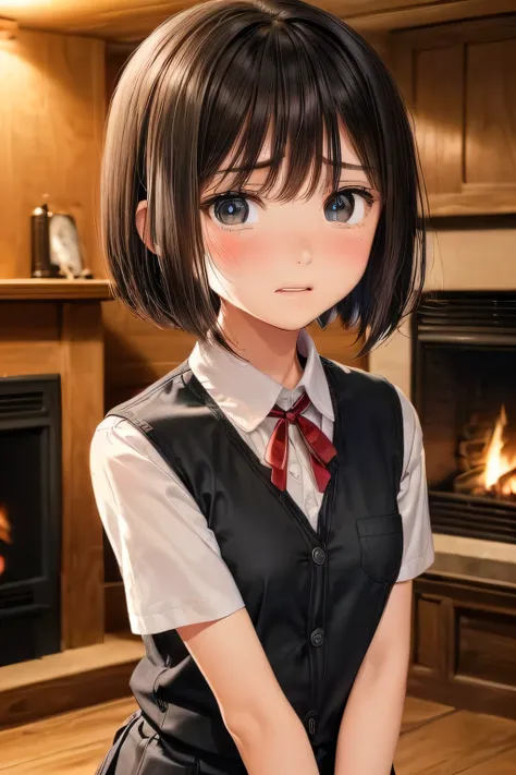 (masterpiece, Best Quality, 8K,Raw photo, High resolution:1.5), (1 girl, looking at viewer, upper body:1.8), (seiza on the floor, arms behind back, a girl is crying:1.8), (crying, sobbing, tearing, tearful, full-face blush, embarrassed, shyness:1.9), (nigh...