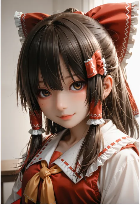 Chibi, masterpiece, best quality, ultra-detailed, minimal style,Chibi,(face only:1.5),hakurei reimu,(yukkuri reimu:1.34),her head large red ribbons.  that ribbon is wide,has a white border, has a white border, dark eyes,that are wide open are emphasized,ey...