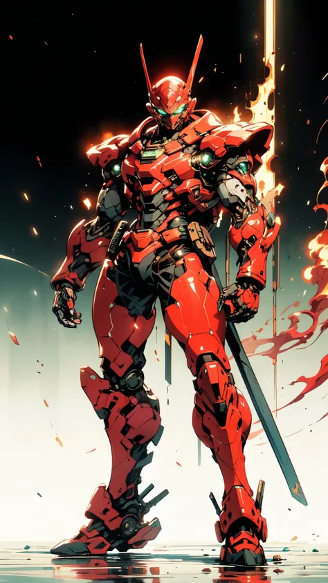 (masterpiece:1.5, best quality:1.5, extremely delicate:1.5), ((male:1.5)), Biomimetic humanoid Mecha, green eyes, fully enclosed shoulder guards, matching arm and leg guards, gemstone, full body, full armor, the design balances heavy with agility, organic ...